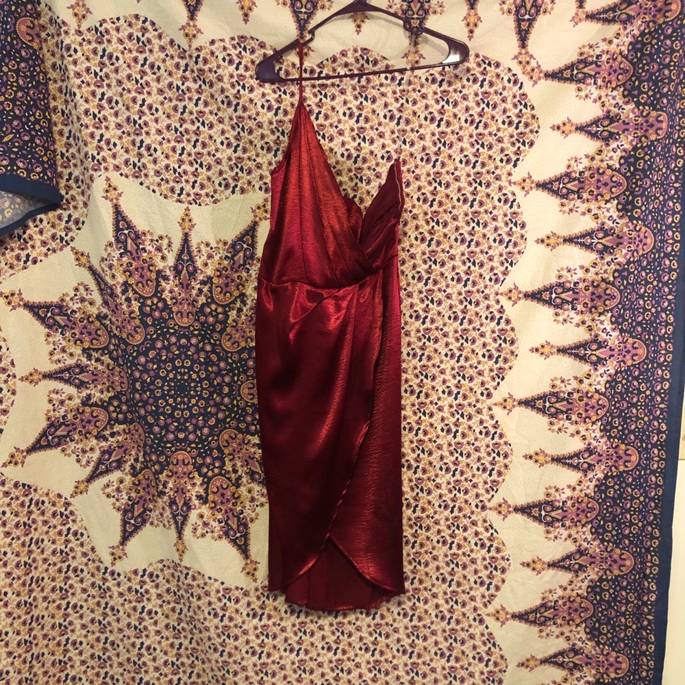 Shiny One Shoulder Red Dress